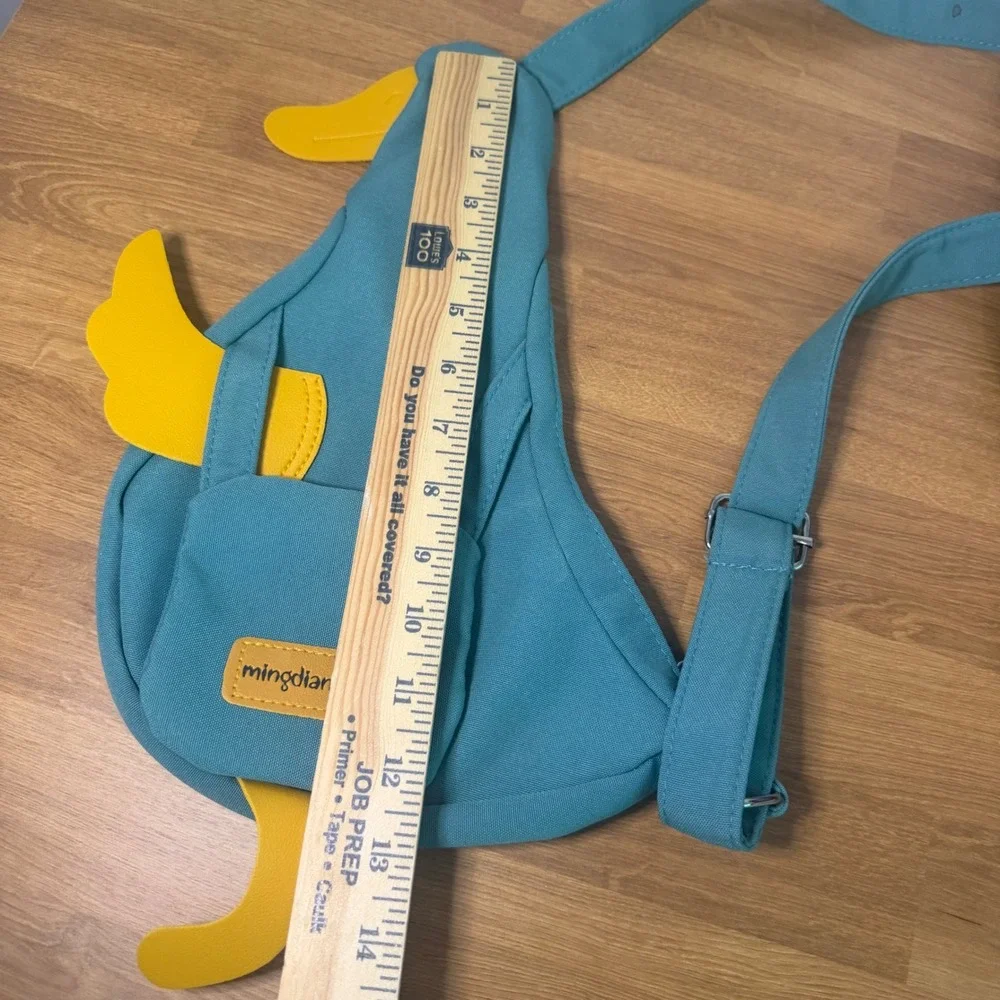 Mingdiandian Kids Teal Canvas Duck Sling Bag Crossbody Novelty Bird Purse